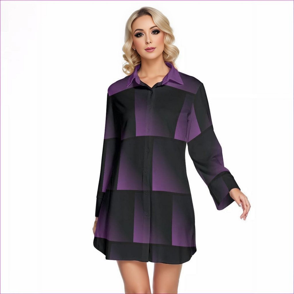 Fade Womens Long Sleeve Lapel Shirt Dress - women's dress at TFC&H Co.