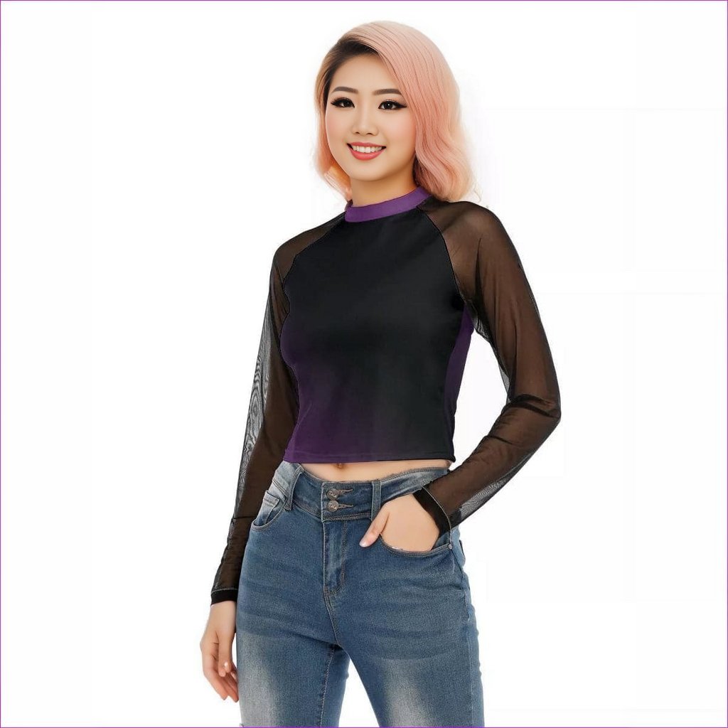 Fade Womens Raglan Mesh Long Sleeve Top - women's top at TFC&H Co.