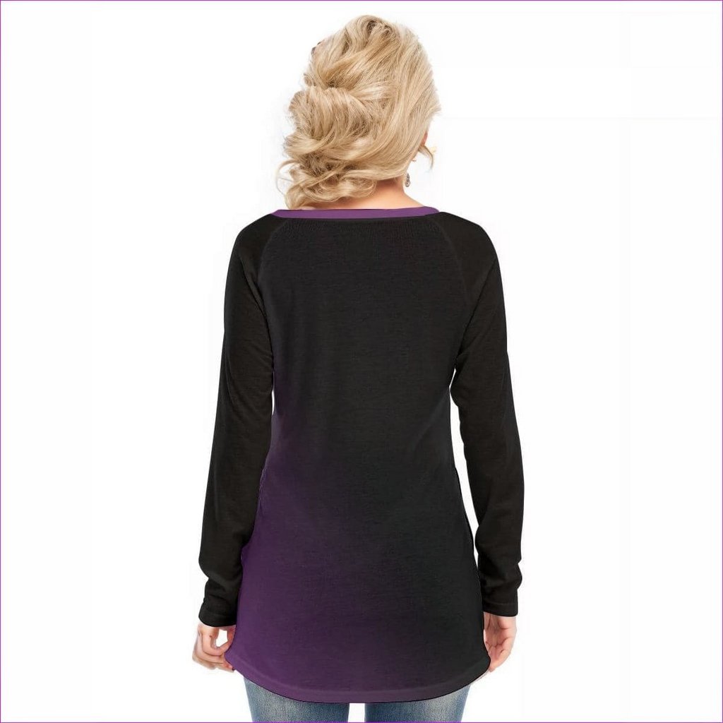 Fade Womens V-Neck Long Sleeves with Side Zip T-shirt - women's top at TFC&H Co.