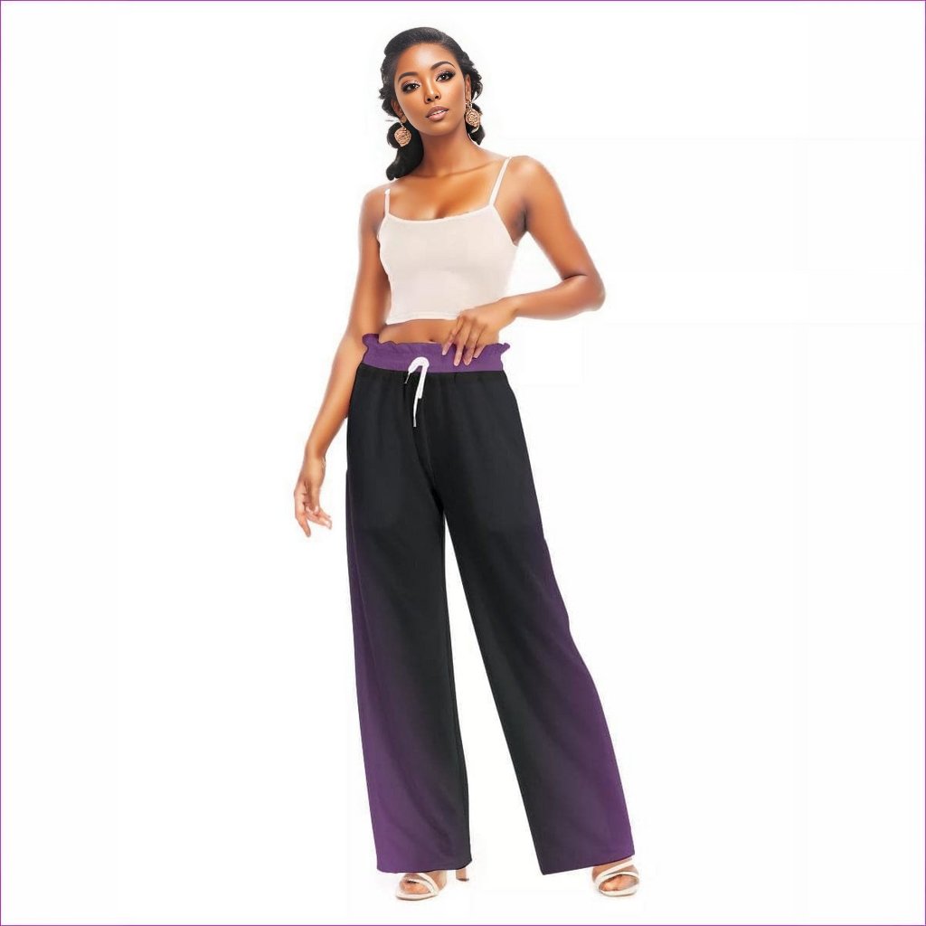 black Fade Womens Waist Fungus Edge Wide-leg Pants - women's pants at TFC&H Co.