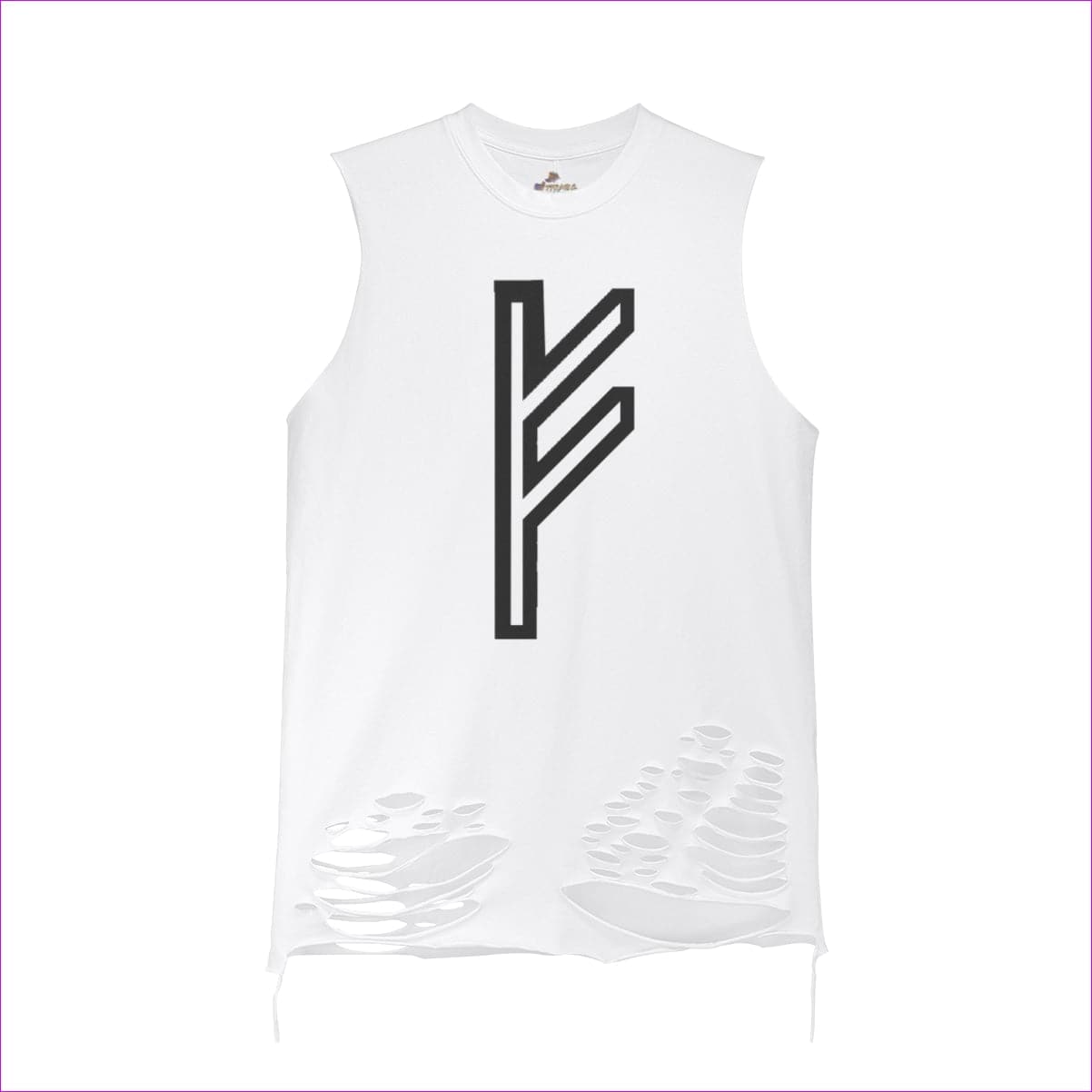 White Fehu Sun Unisex Ripped Tank Top - unisex tank top at TFC&H Co.