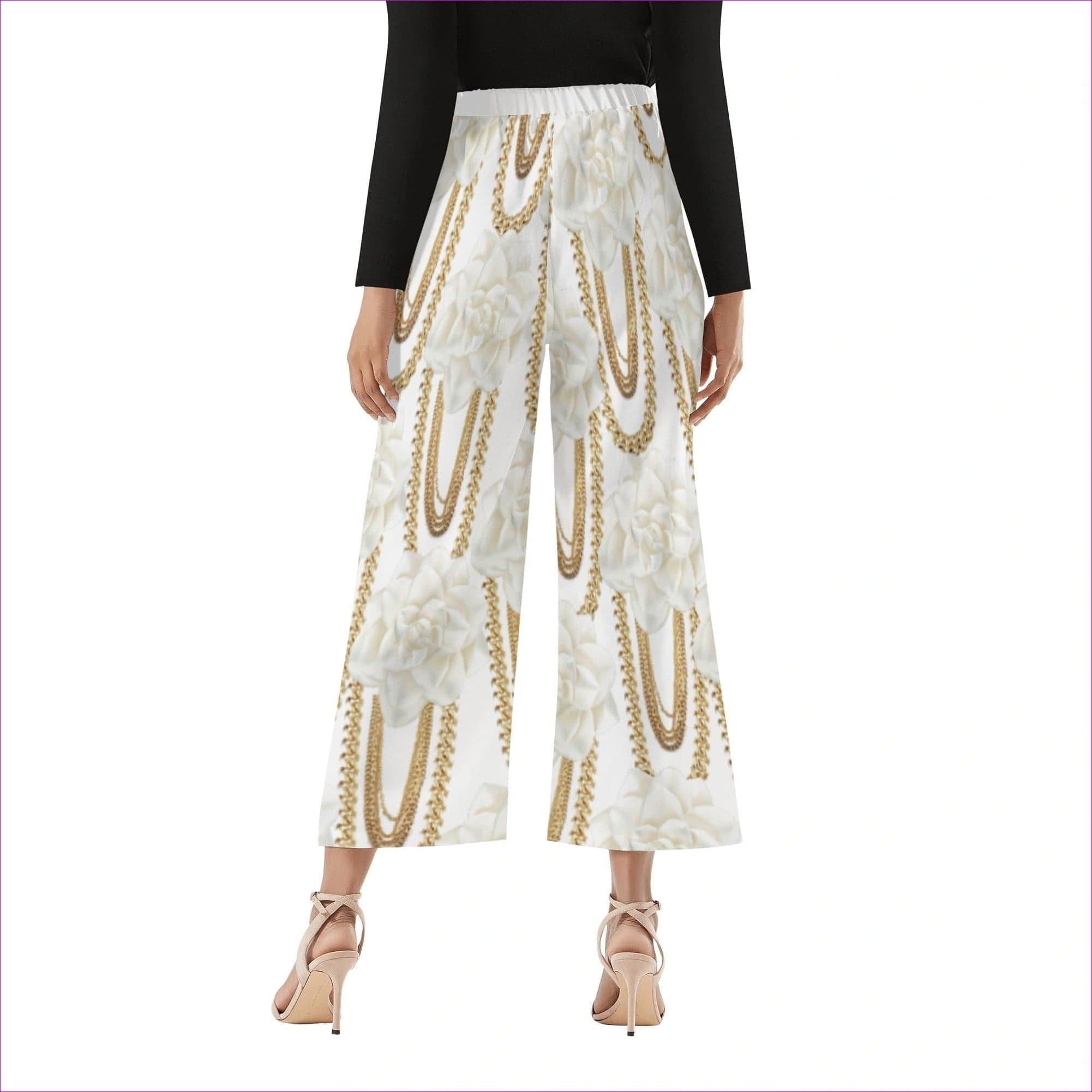 - Floral Chain Womens Wide Leg Cropped Pants - womens pants at TFC&H Co.