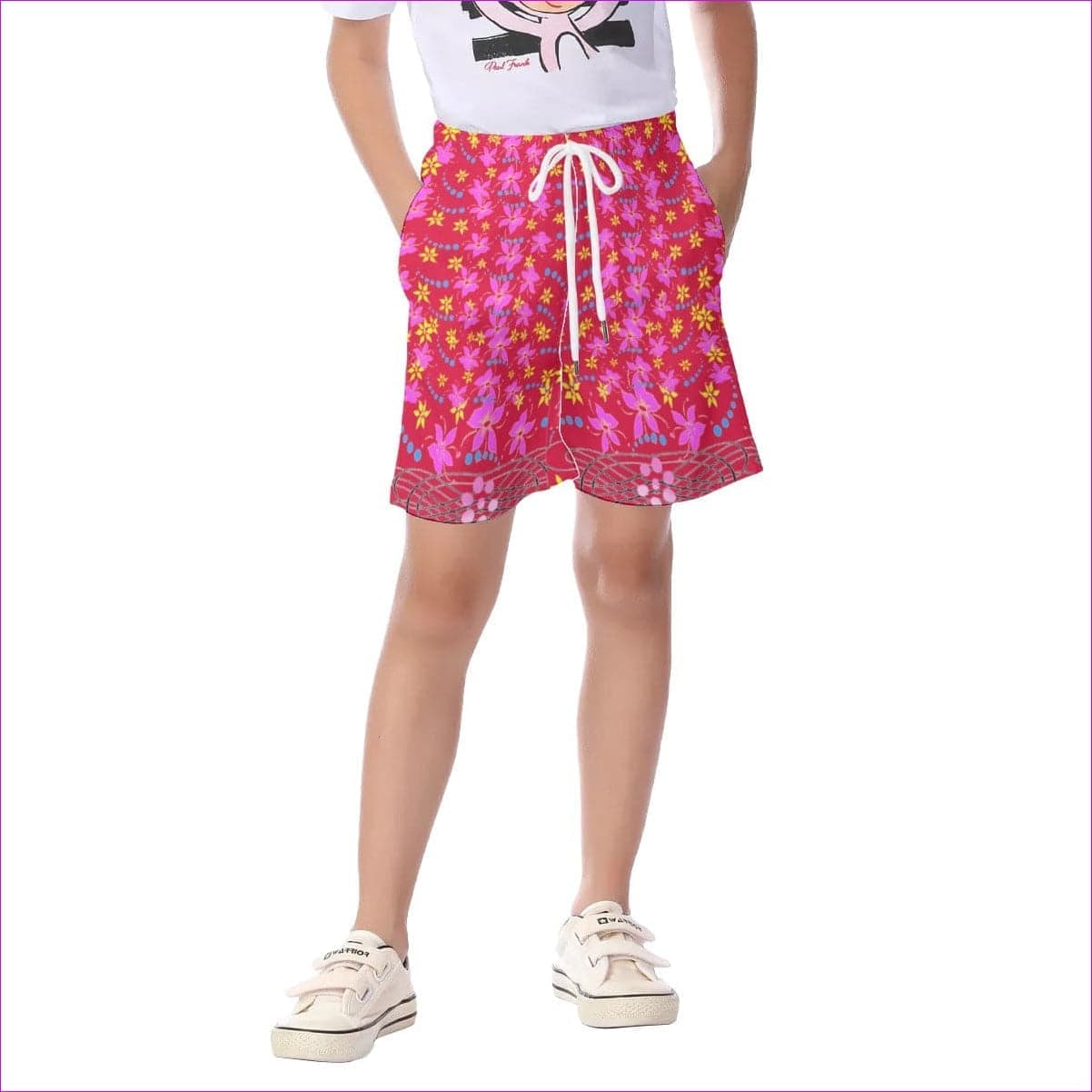 Red - Floral Wear Kids Beach Shorts - kids shorts at TFC&H Co.