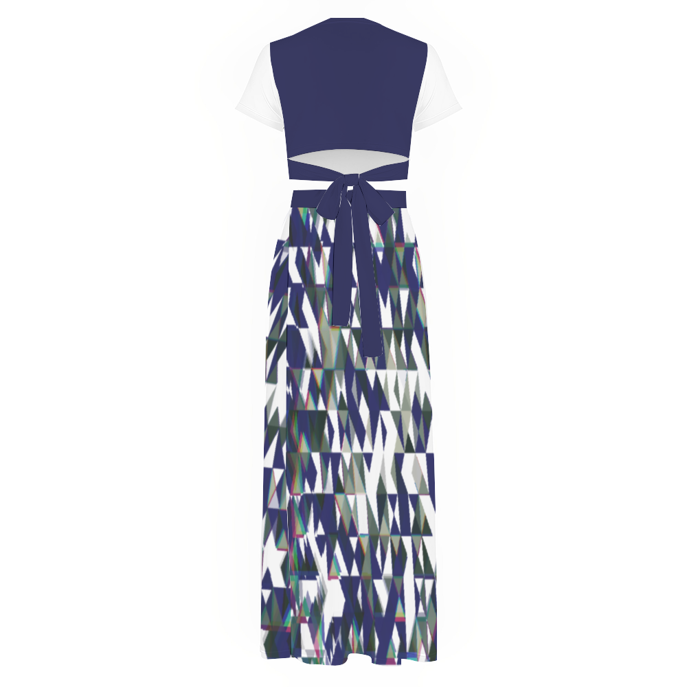 Fractured Women's Two Piece Outfit V-Neck Top and Maxi Skirt Set - women's top & skirt set at TFC&H Co.