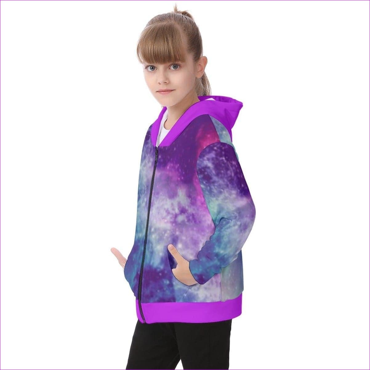 - Galaxy Kids Fur Lined Hoodie With Zip Up - kids jacket at TFC&H Co.