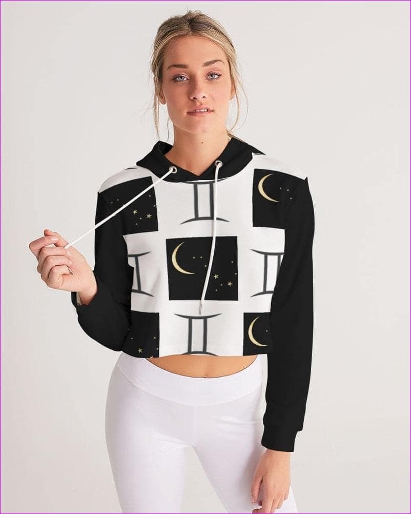 Gemini Moon Womens Cropped Hoodie - women's cropped hoodie at TFC&H Co.
