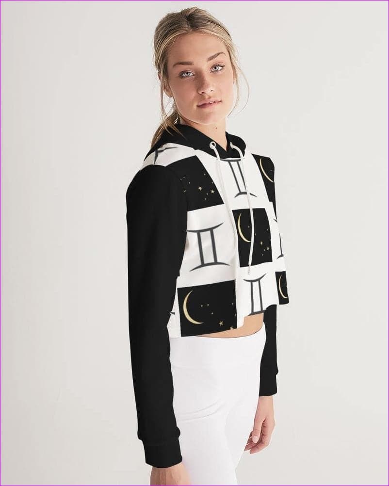 Gemini Moon Womens Cropped Hoodie - women's cropped hoodie at TFC&H Co.