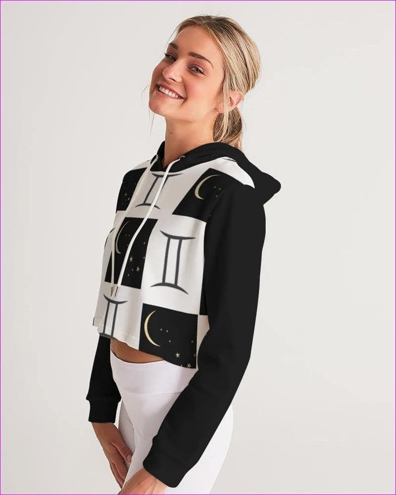 Gemini Moon Womens Cropped Hoodie - women's cropped hoodie at TFC&H Co.