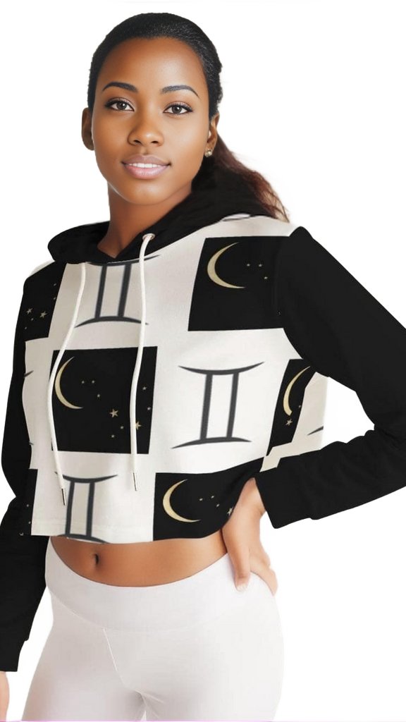 Gemini Moon Womens Cropped Hoodie - women's cropped hoodie at TFC&H Co.