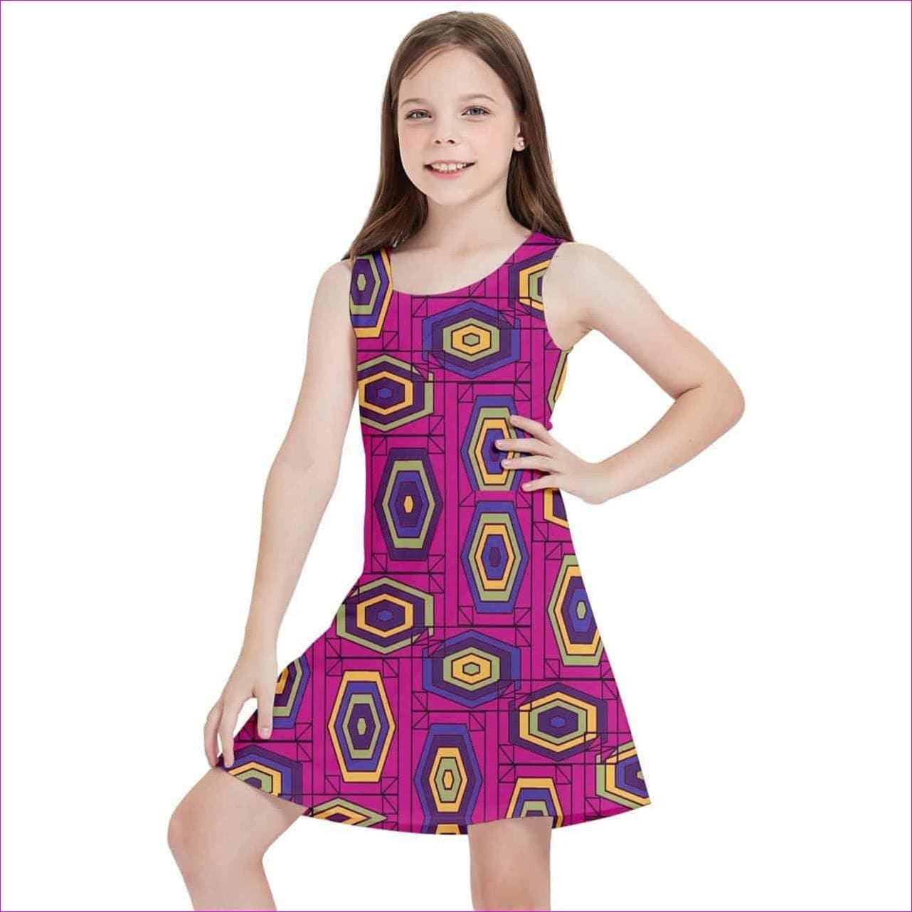 16 - Geode in Color Kids Lightweight Sleeveless Dress - kids dress at TFC&H Co.