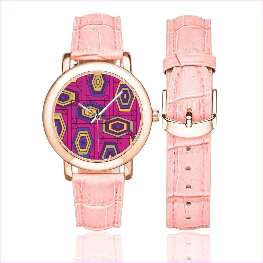 - Geode in Color Womens Rose Gold-plated Leather Strap Watch - watch at TFC&H Co.
