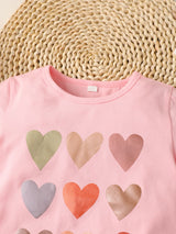 PINK - Girls Heart Print T-Shirt and Joggers Set - girls top & pants set at TFC&H Co.