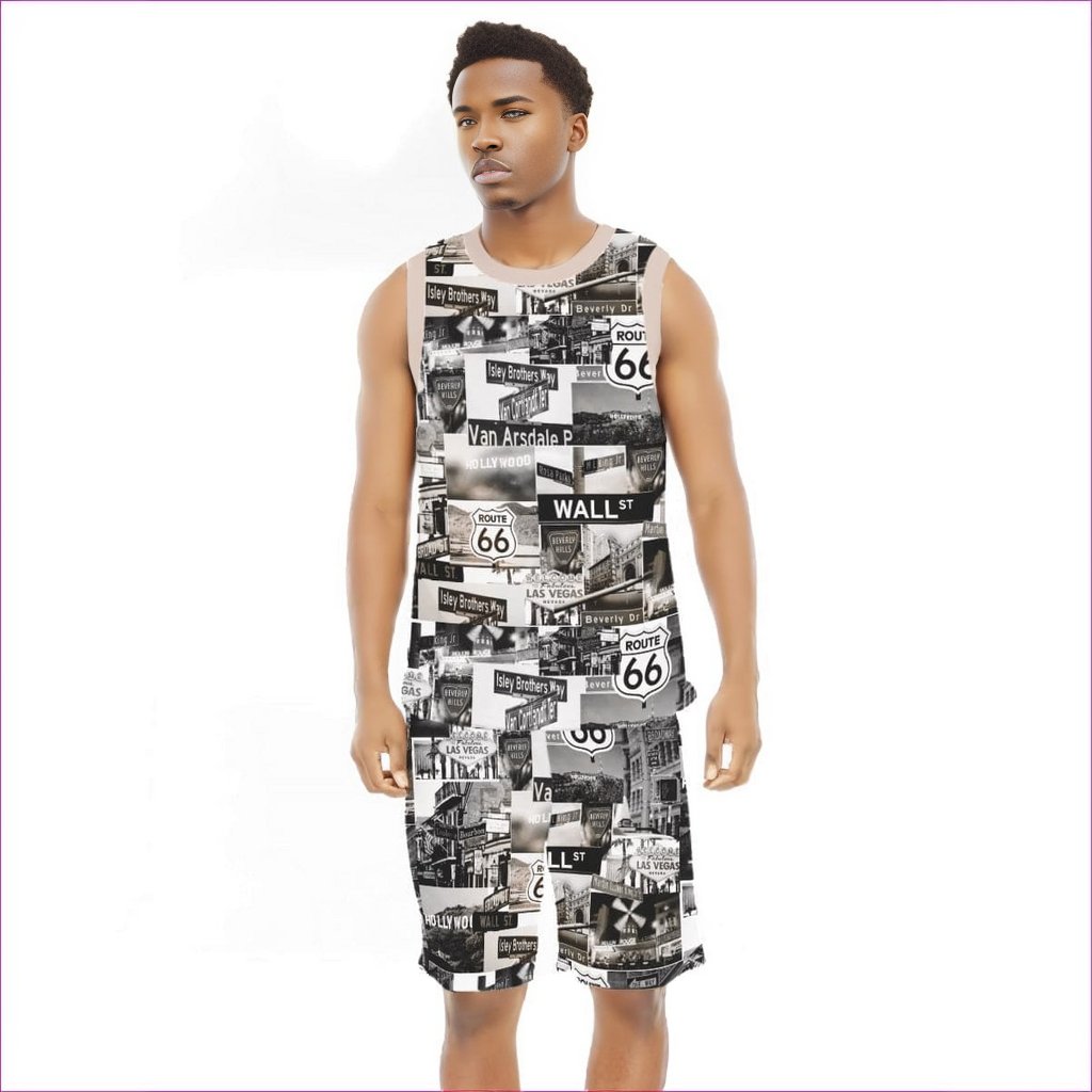 multi-colored - Greyed Streets Men's Basketball Clothing Set - mens top & short set at TFC&H Co.