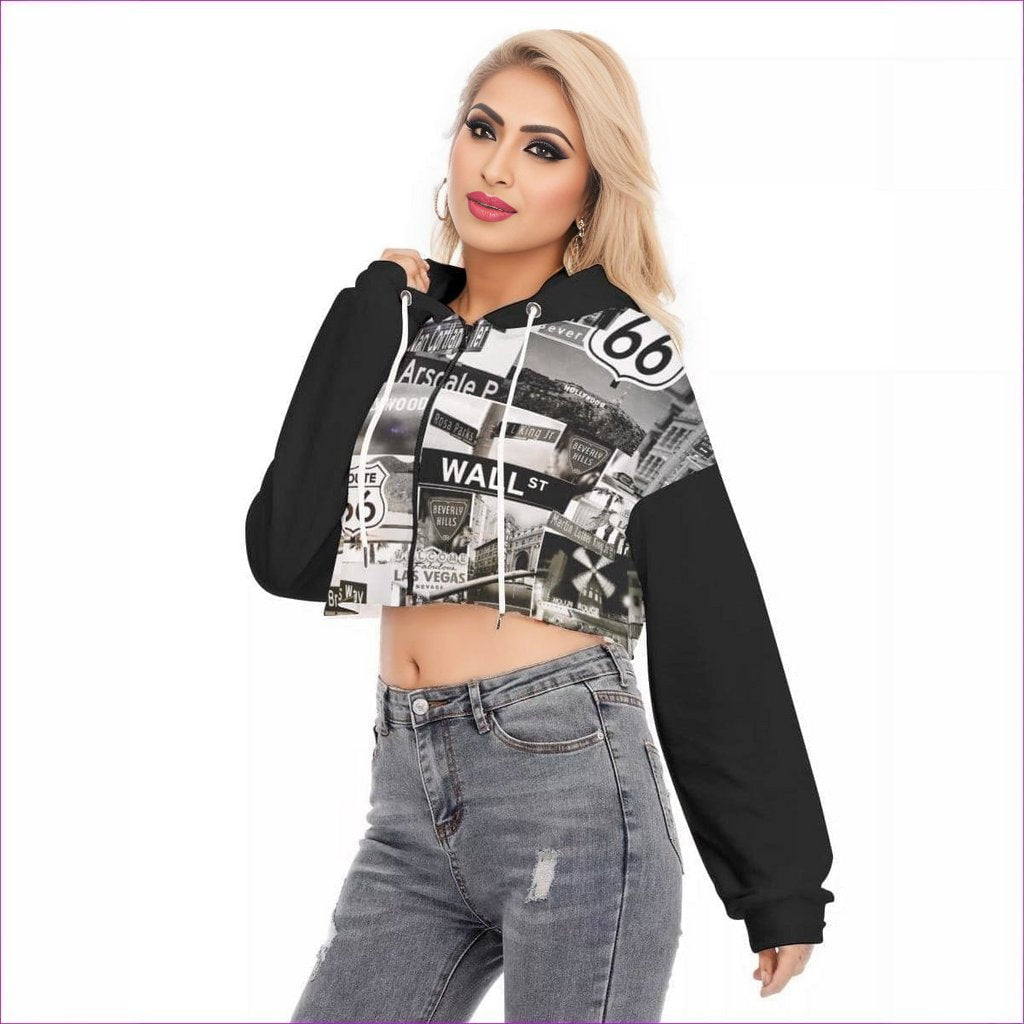 Greyed Streets Womens Cropped Hoodie With Zipper Closure - Women's Hoodie at TFC&H Co.