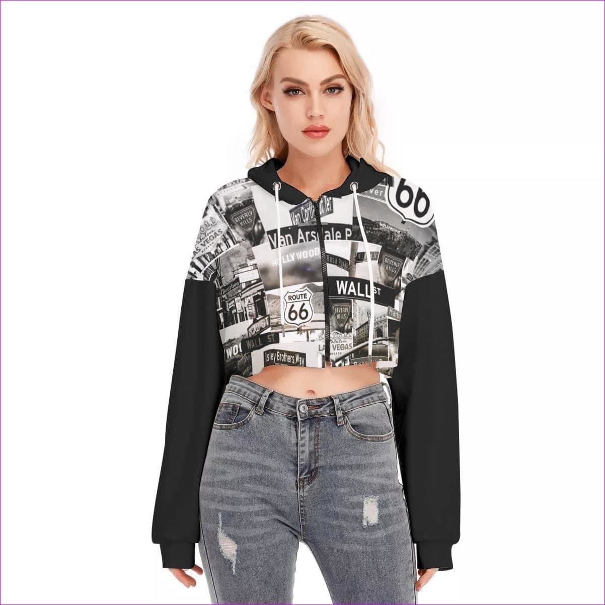 Greyed Streets Womens Cropped Hoodie With Zipper Closure - Women's Hoodie at TFC&H Co.