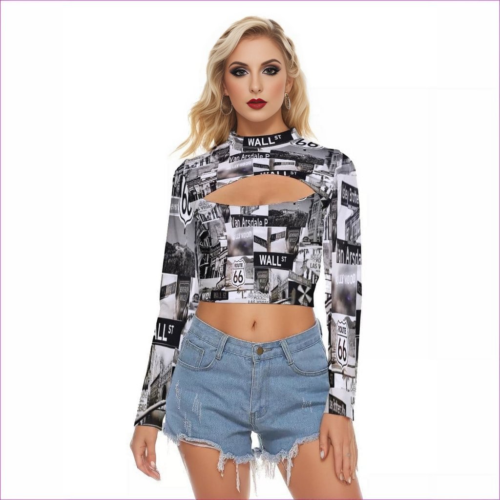 - Greyed Streets Womens Hollow Chest Tight Crop Top - womens crop top at TFC&H Co.