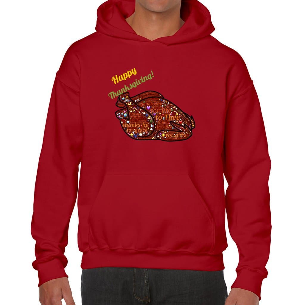 Red - Happy Thanksgiving Word Cloud Unisex Heavy Blend Hooded Sweatshirt - unisex hoodie at TFC&H Co.