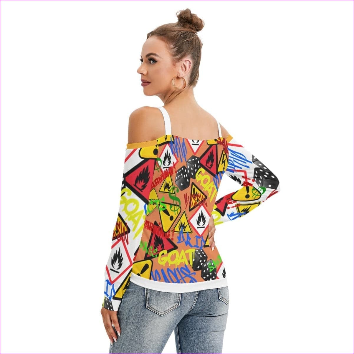 Hazard Women’s V-neck Cold Shoulder Blouse With Long Sleeve - women's top at TFC&H Co.