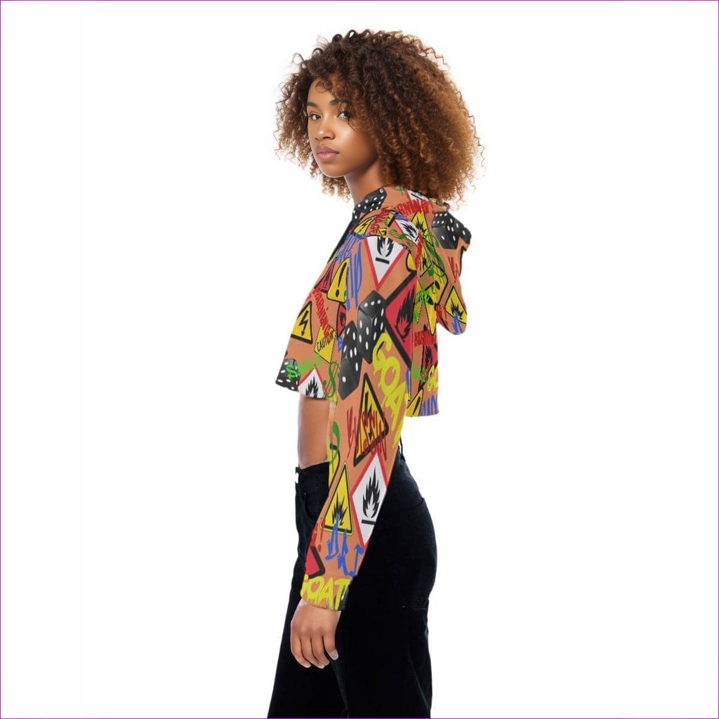 Hazard Womens Crop Top Hoodie - women's cropped hoodie at TFC&H Co.