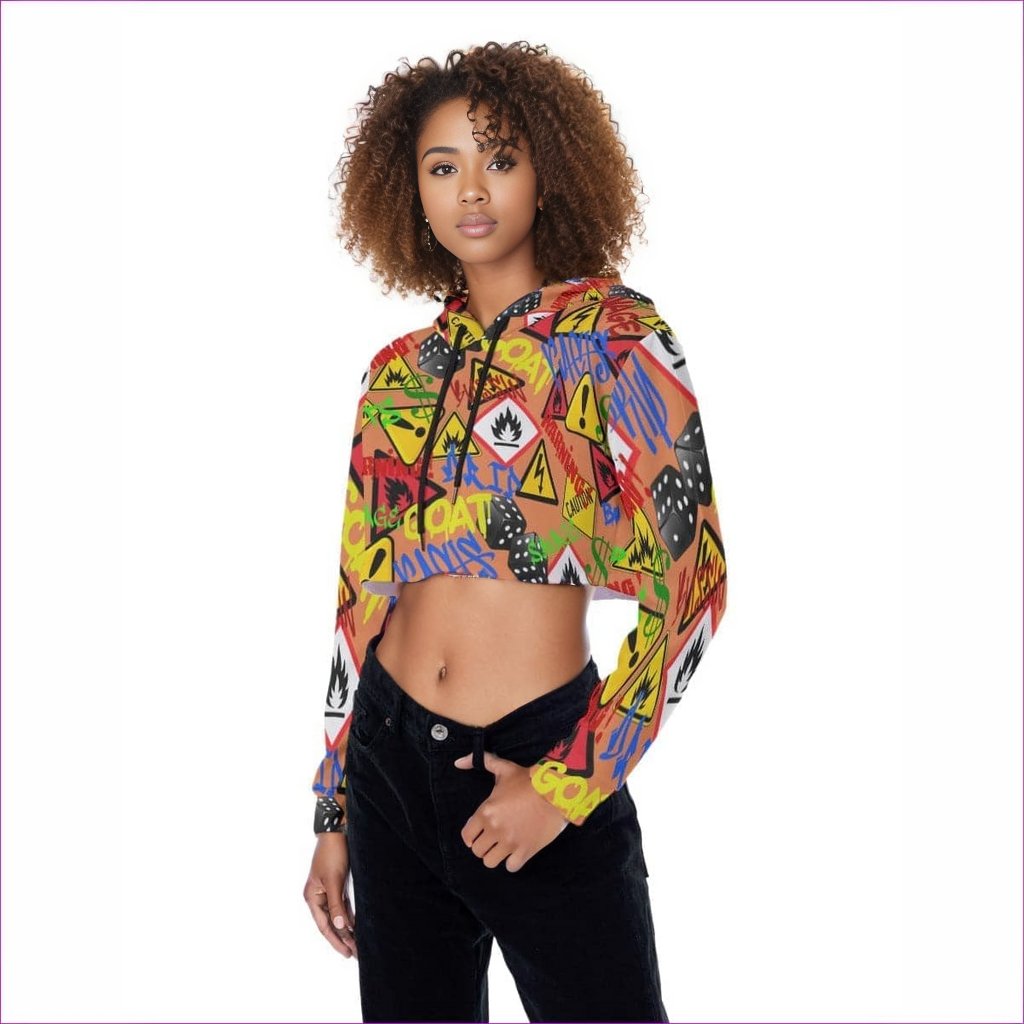 Orange Hazard Womens Crop Top Hoodie - women's cropped hoodie at TFC&H Co.