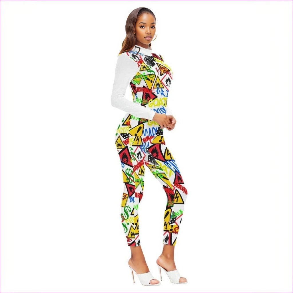 Hazard Womens Long-sleeved High-neck Jumpsuit With Zipper - women's jumpsuit at TFC&H Co.