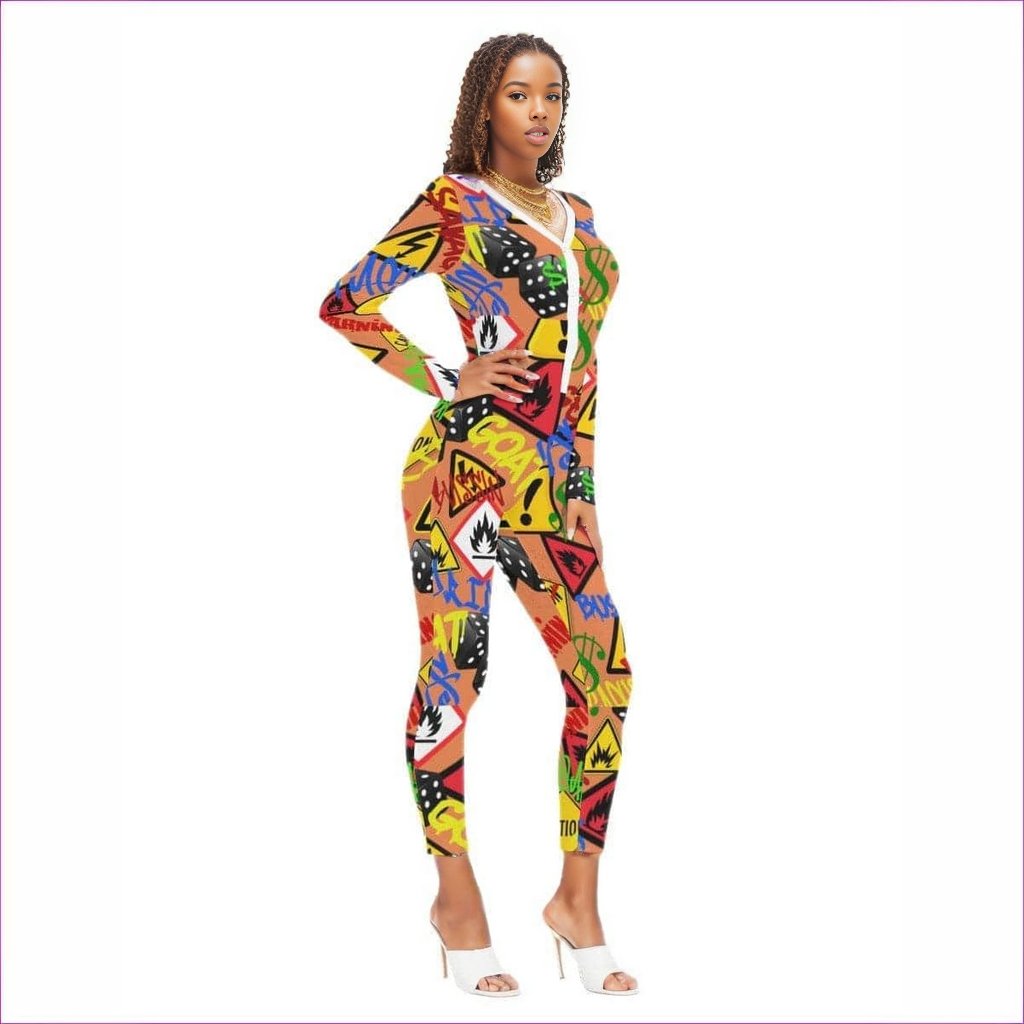 Hazard Womens Plunging Neck Jumpsuit - women's jumpsuits at TFC&H Co.