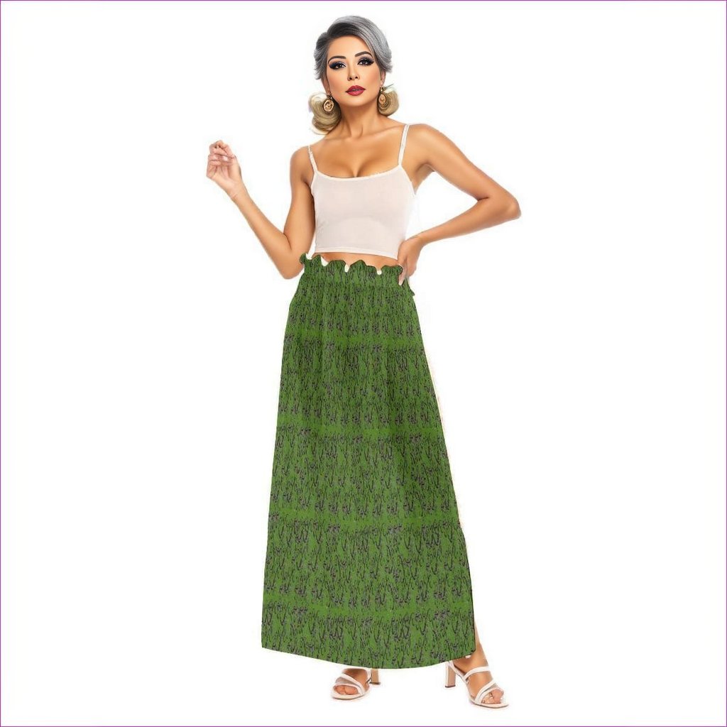 green - Intricate Womens Side Split Skirt - Army Green - womens skirt at TFC&H Co.