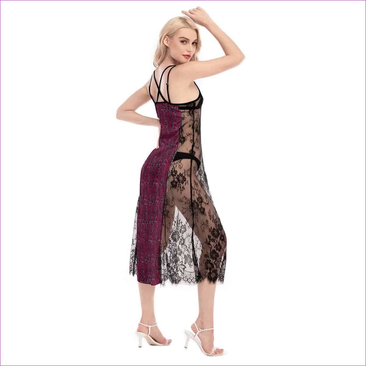 maroon - Intricately Sexy Womens Lace Cami Dress - womens dress at TFC&H Co.