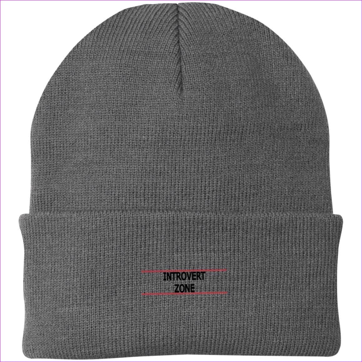 CP90 Knit Cap Athletic Oxford One Size - Introvert Zone Embroidered Knit Cap, Cap, Beanie - Hat at TFC&H Co.