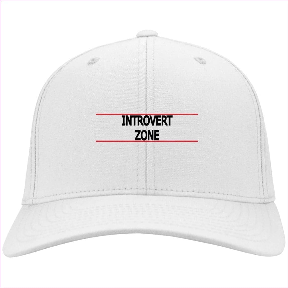 CP80 Twill Cap White One Size - Introvert Zone Embroidered Knit Cap, Cap, Beanie - Hat at TFC&H Co.