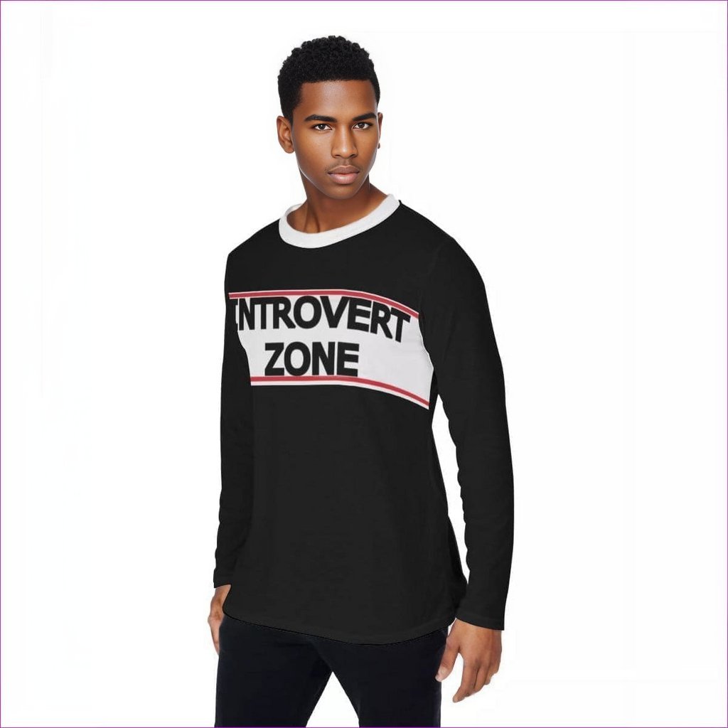 black - Introvert Zone Men's Long Sleeve T-Shirt - Black - mens t-shirt at TFC&H Co.