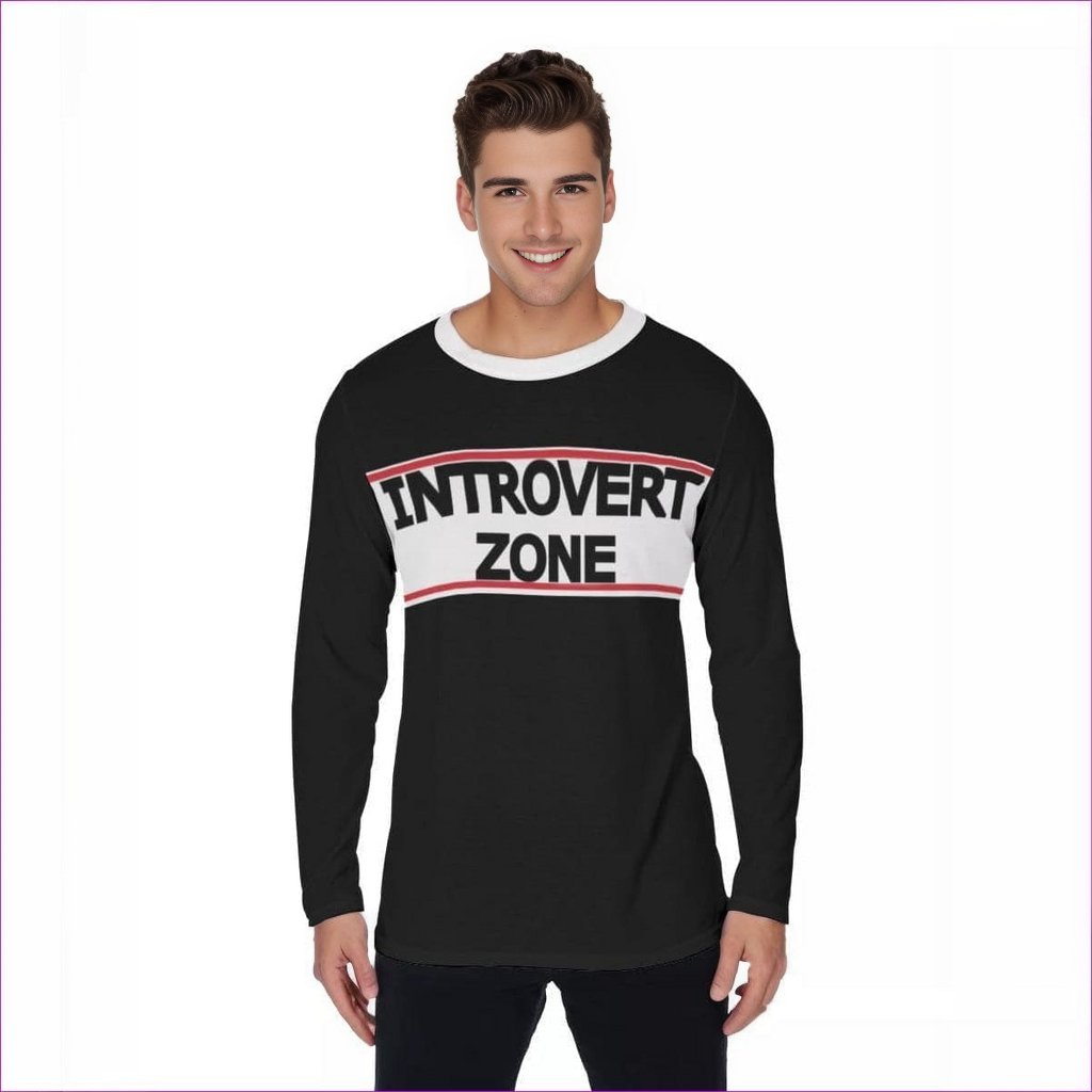 - Introvert Zone Men's Long Sleeve T-Shirt - Black - mens t-shirt at TFC&H Co.