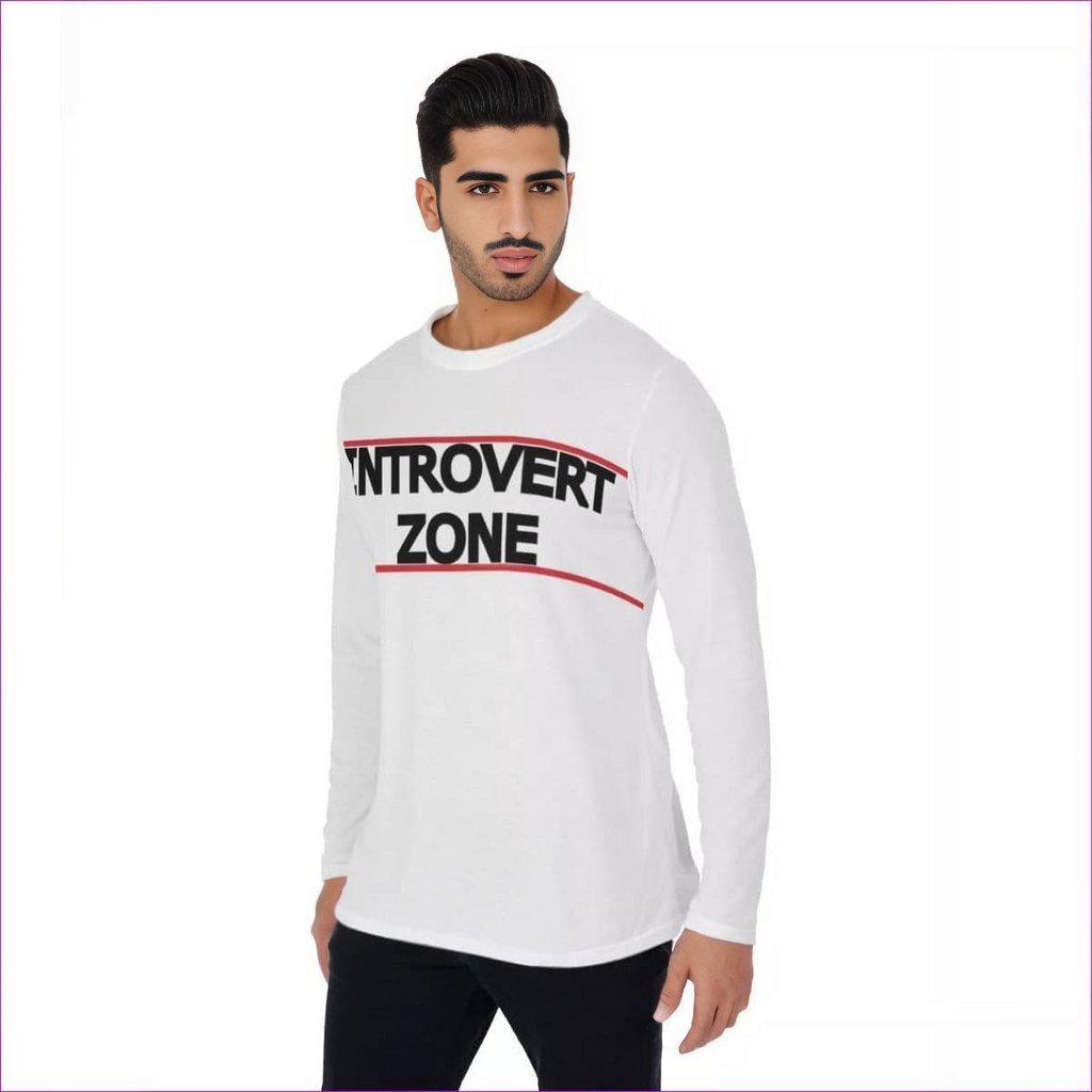 - Introvert Zone Men's Long Sleeve T-Shirt - White - mens t-shirt at TFC&H Co.