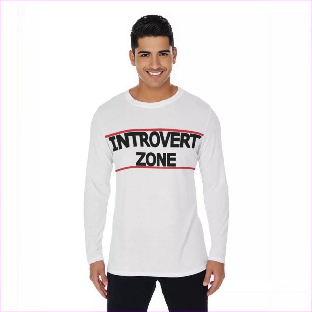 White - Introvert Zone Men's Long Sleeve T-Shirt - White - mens t-shirt at TFC&H Co.