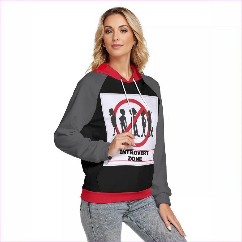- Introvert Zone Womens Raglan Hoodie - womens hoodie at TFC&H Co.