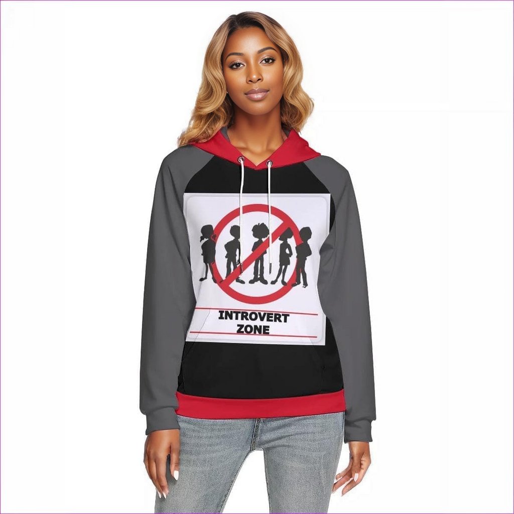 gray - Introvert Zone Womens Raglan Hoodie - womens hoodie at TFC&H Co.