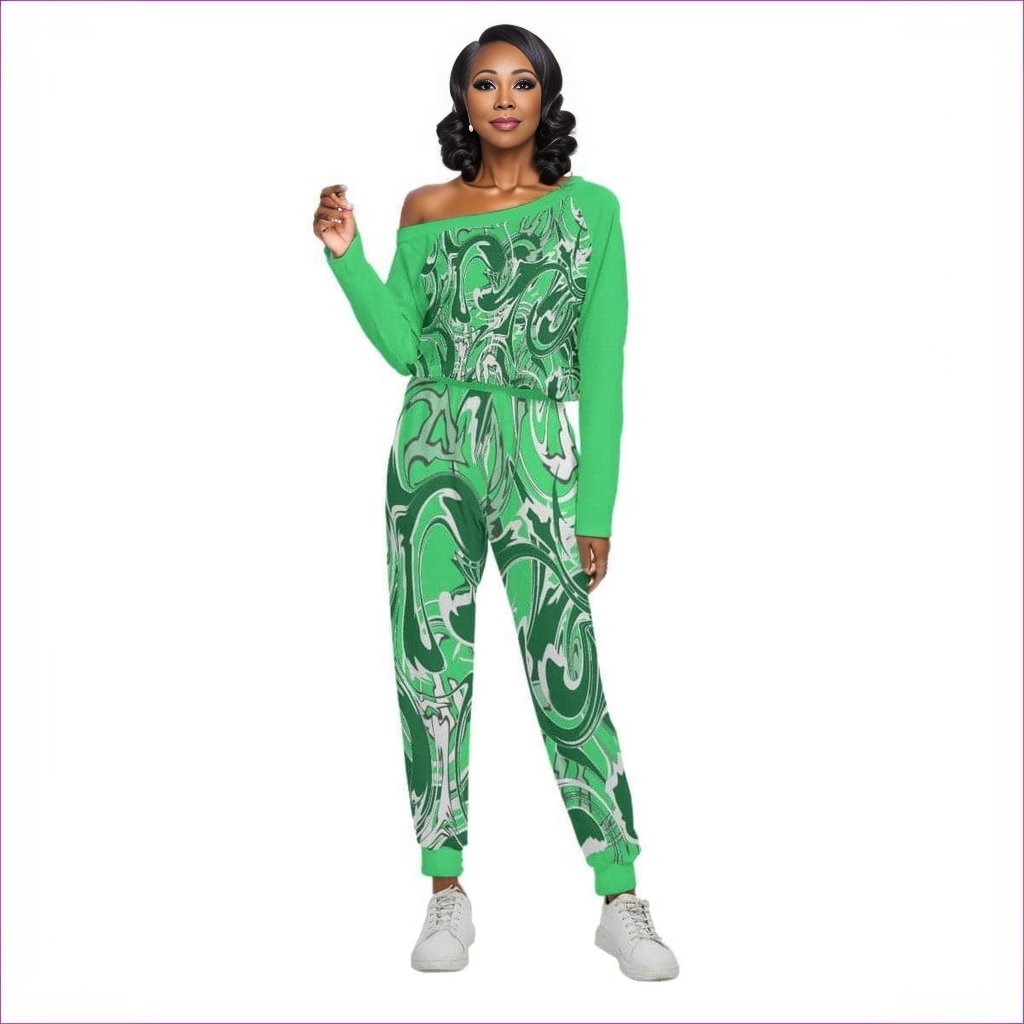 green Ivy Womens Off-Shoulder Jumpsuit - women's jumpsuit at TFC&H Co.