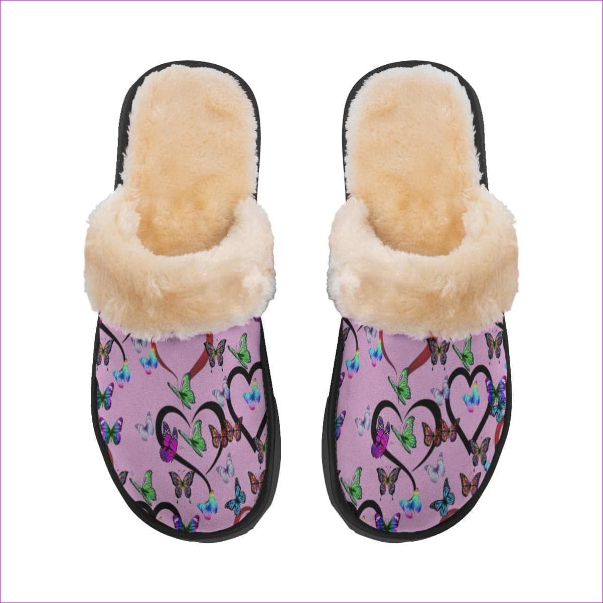 pink 10 -11 - Kids Butterfly Love Home Plush Slippers - kids slipper at TFC&H Co.
