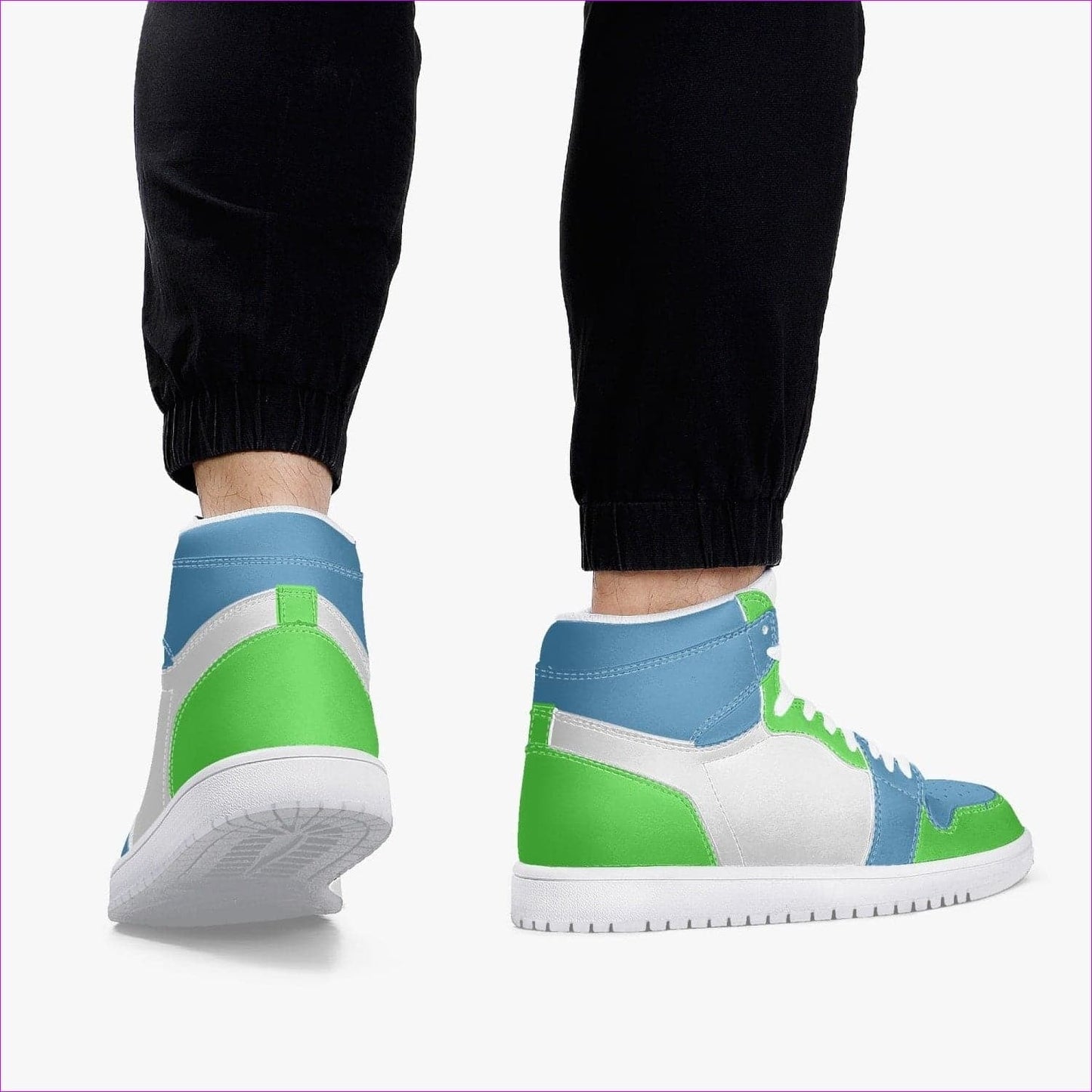 Kiwi Blue High-Top Leather Sneakers - unisex shoes at TFC&H Co.