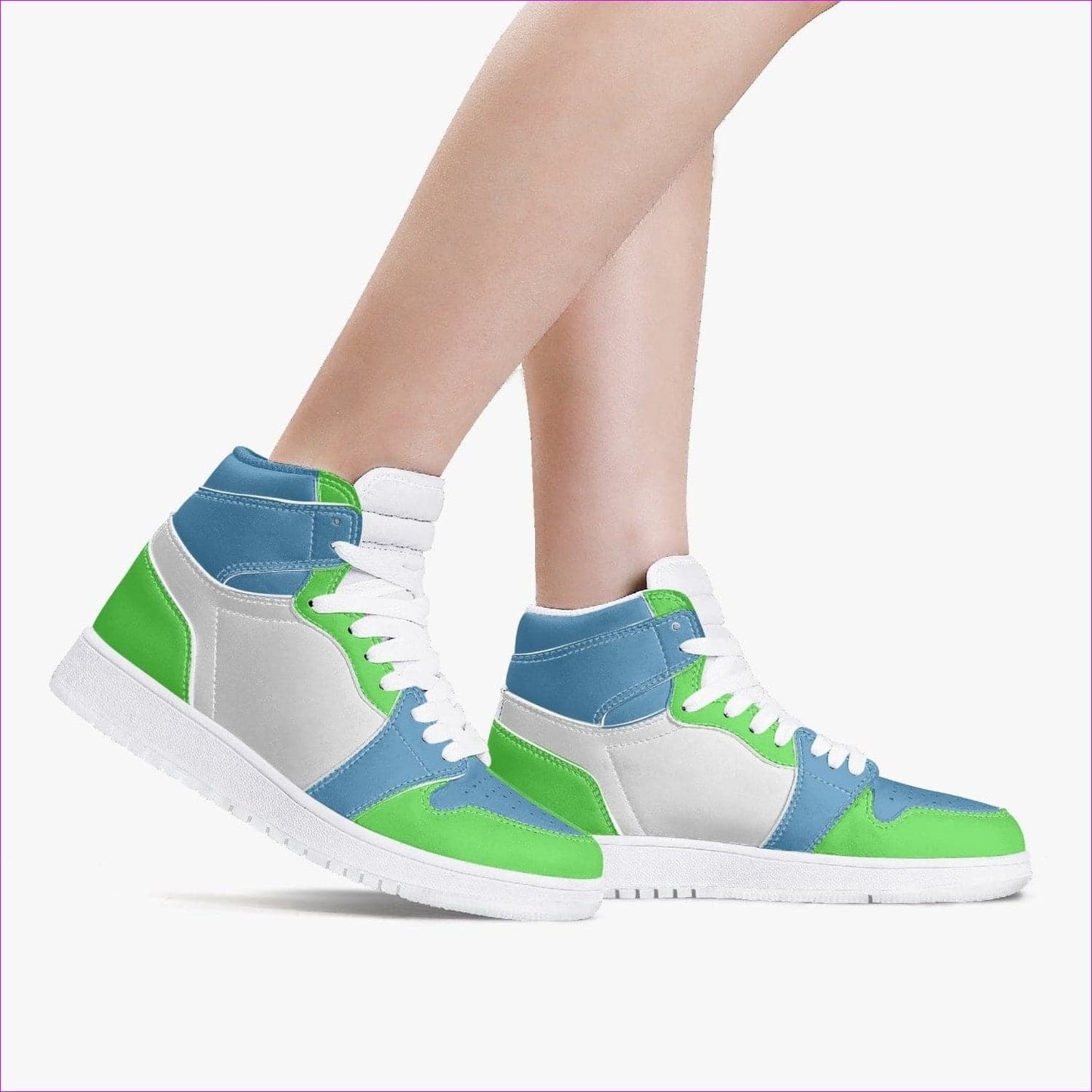 Kiwi Blue High-Top Leather Sneakers - unisex shoes at TFC&H Co.