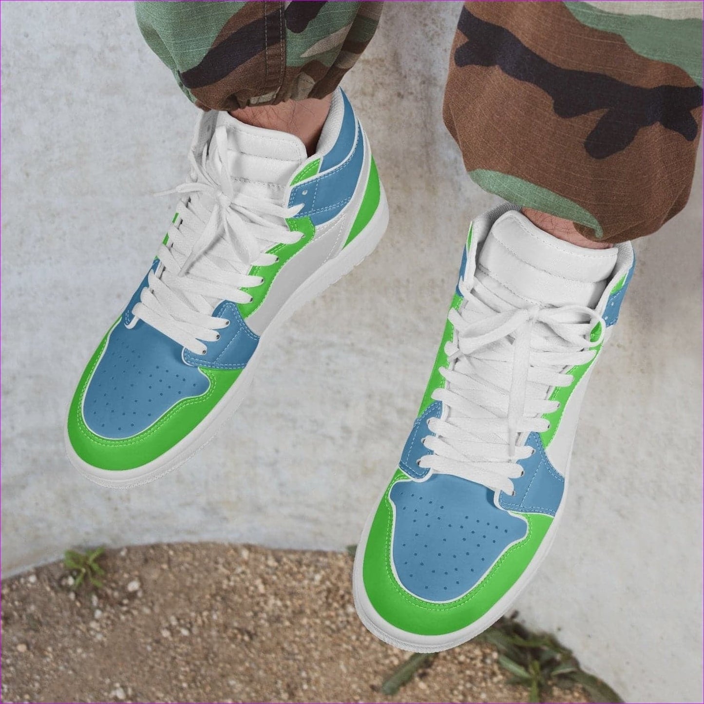 Kiwi Blue High-Top Leather Sneakers - unisex shoes at TFC&H Co.