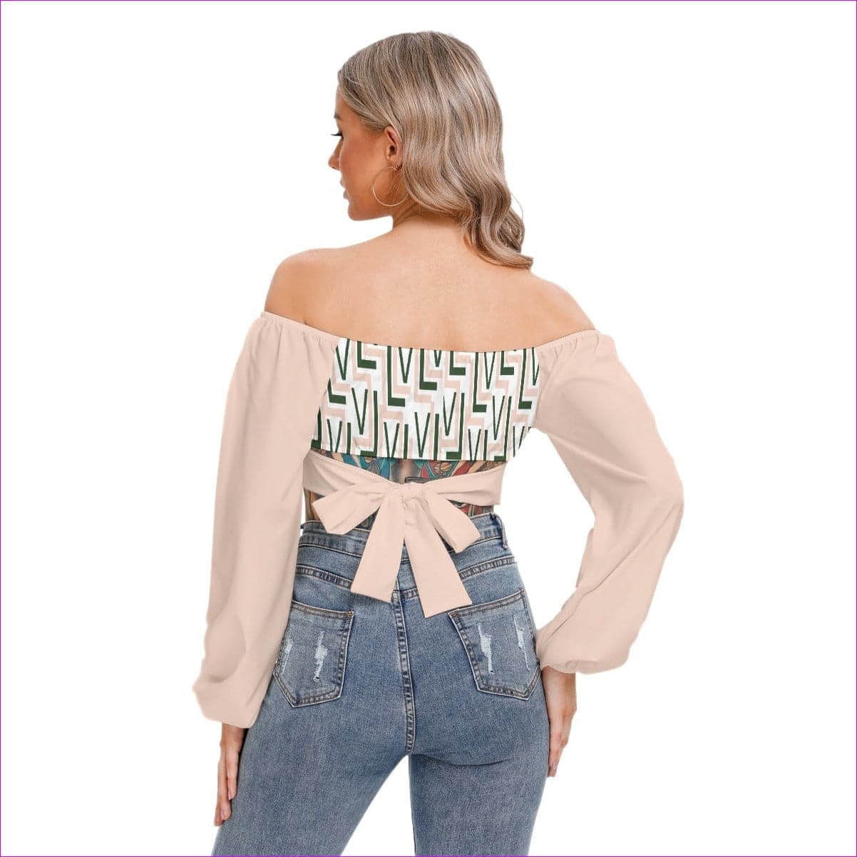 Labyrinth 2 Womens Cropped Tube Top With Long Sleeve - women's crop top at TFC&H Co.