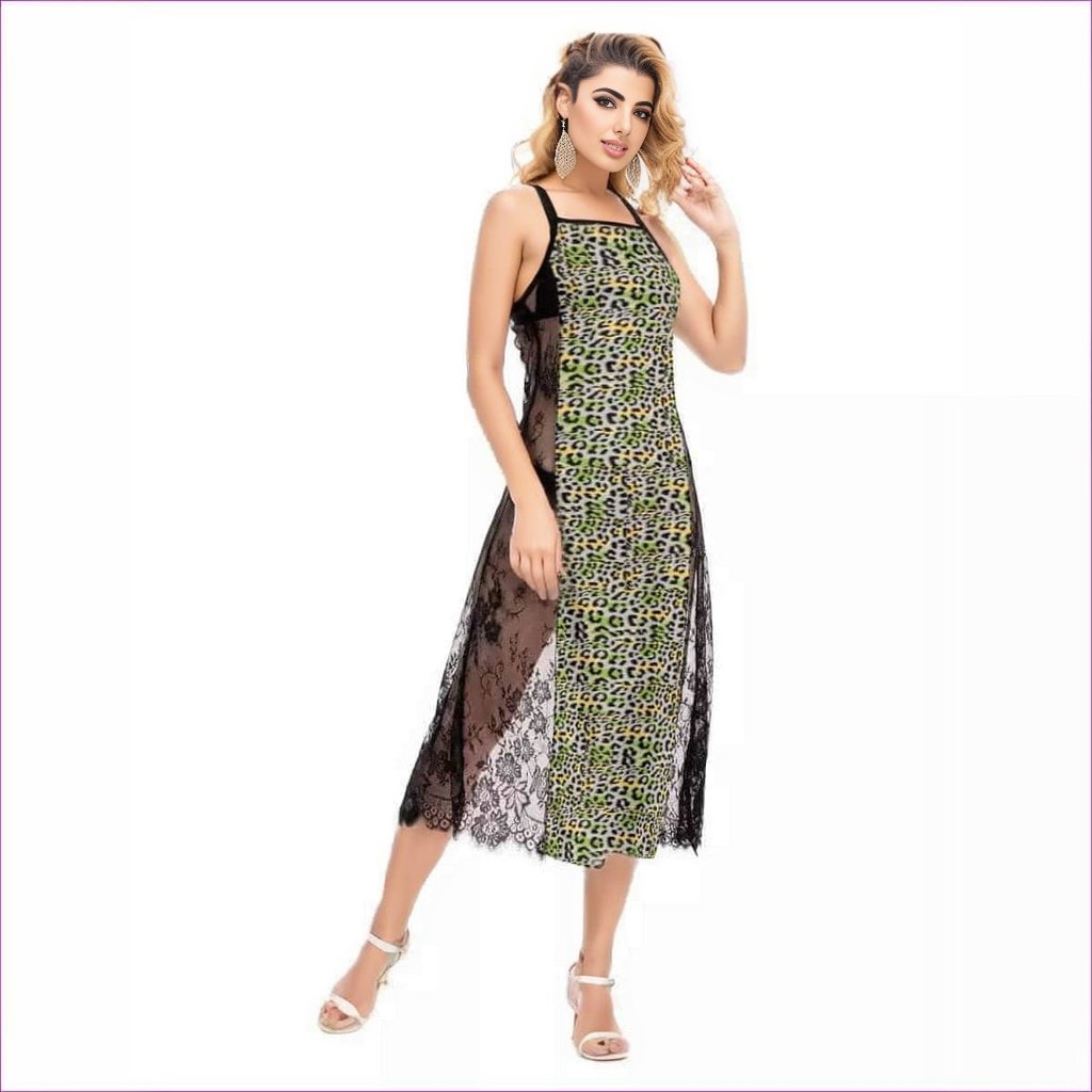 leopard Leopard Splash Womens Lace Cami Cross Back Dress - women's dress at TFC&H Co.