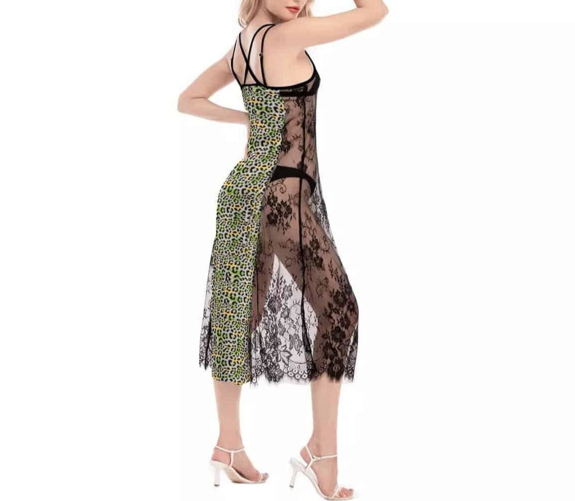 Leopard Splash Womens Lace Cami Cross Back Dress - women's dress at TFC&H Co.