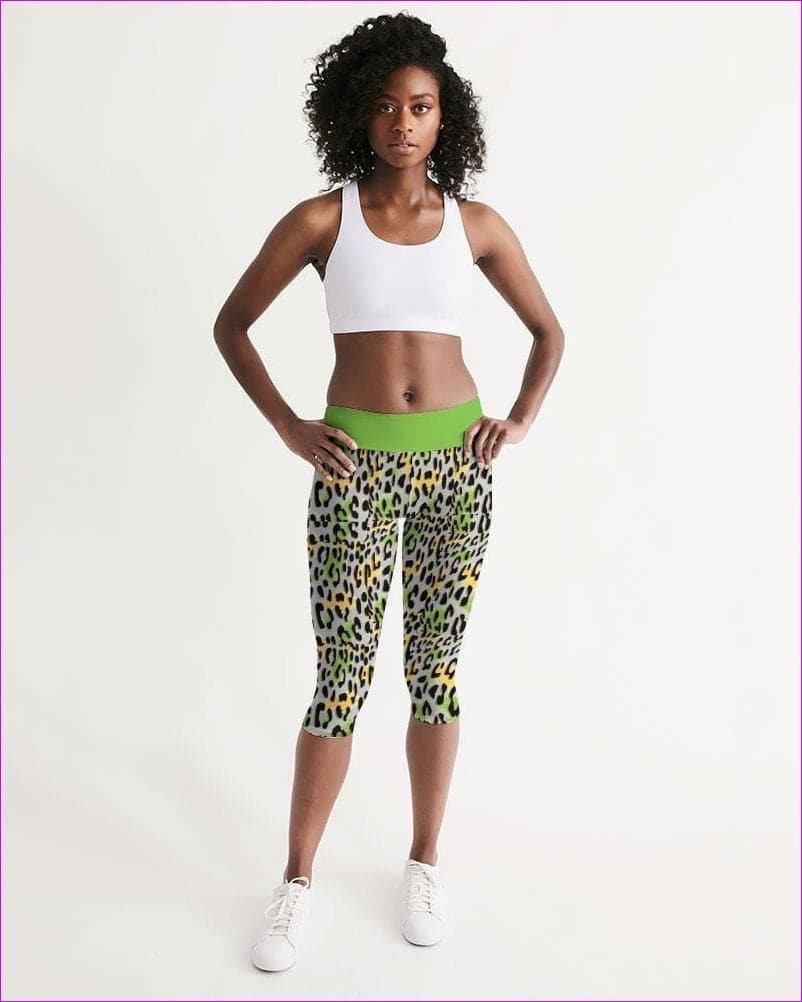 Leopard Splash Womens Mid-Rise Capri - women's capri leggings at TFC&H Co.