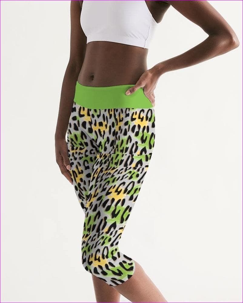 Leopard Splash Womens Mid-Rise Capri - women's capri leggings at TFC&H Co.