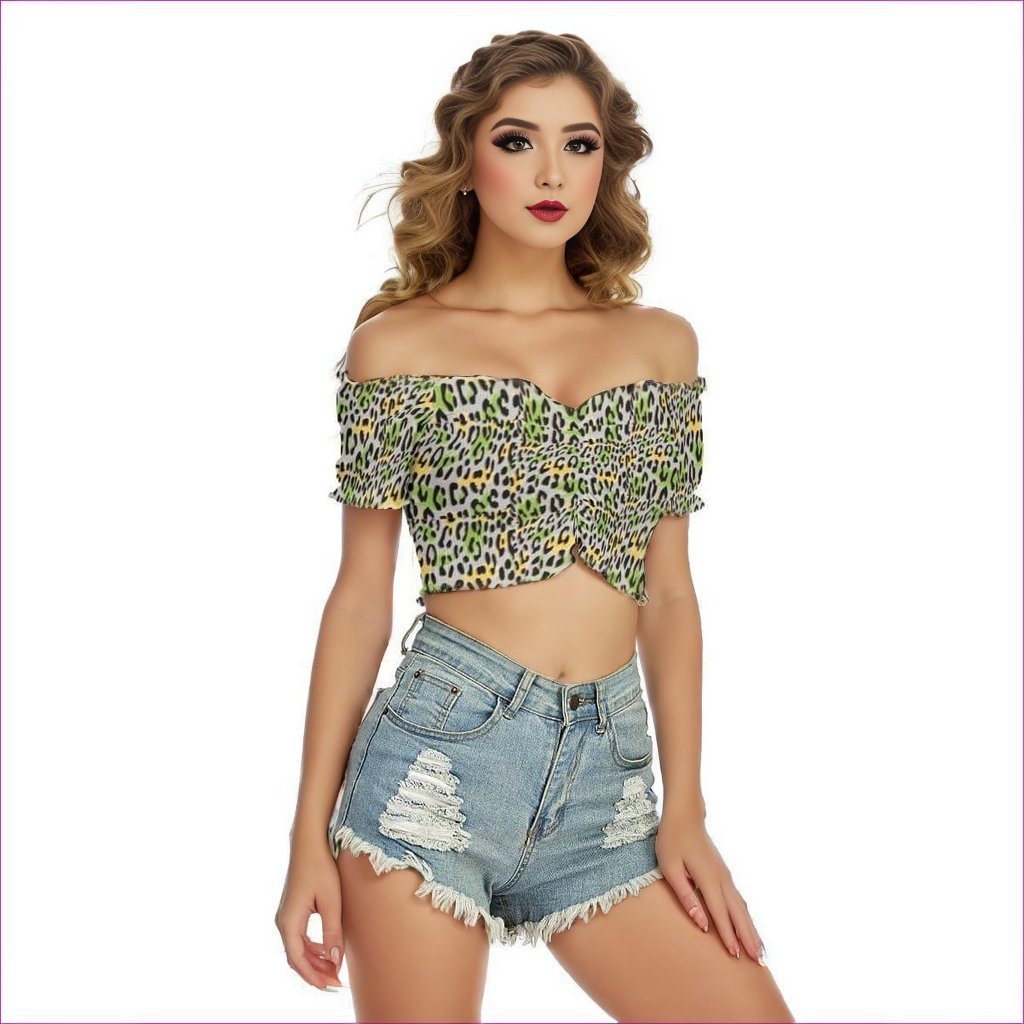 Leopard Splash Womens Off-Shoulder Blouse - women's top at TFC&H Co.