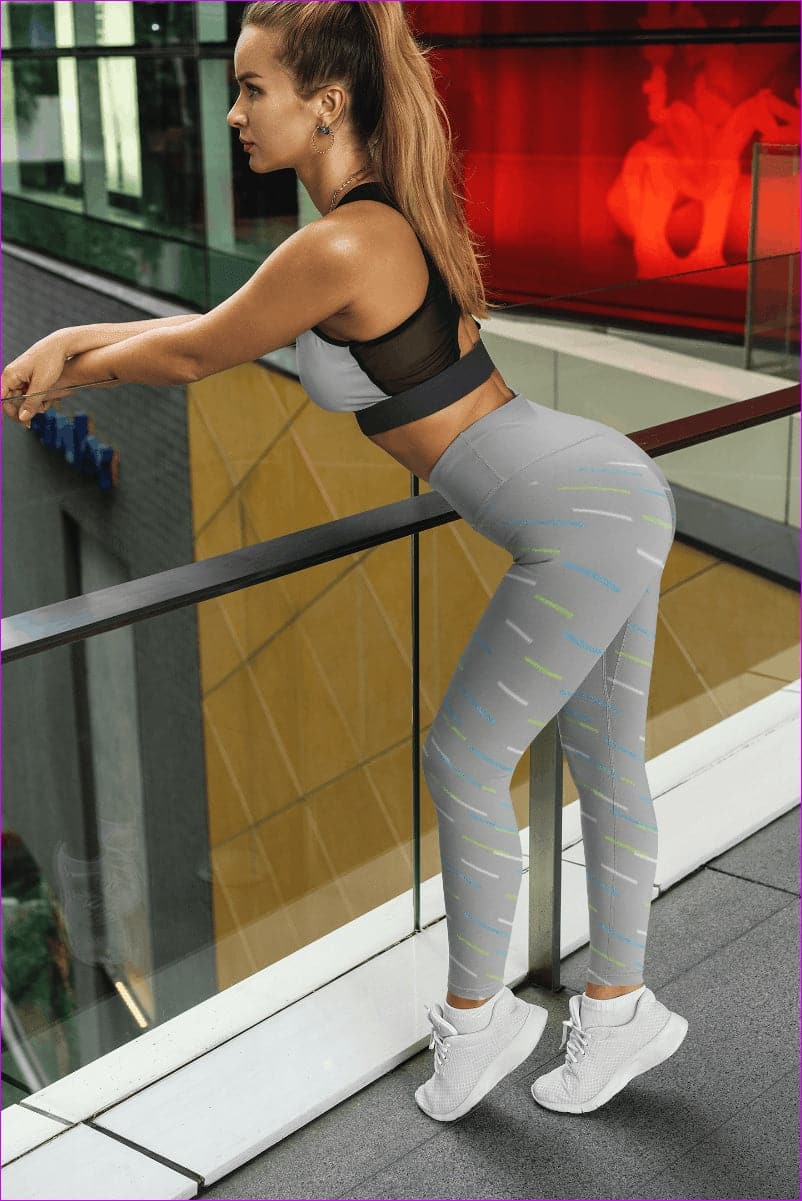 M Gray Linear High Waist Leggings - women's leggings at TFC&H Co.