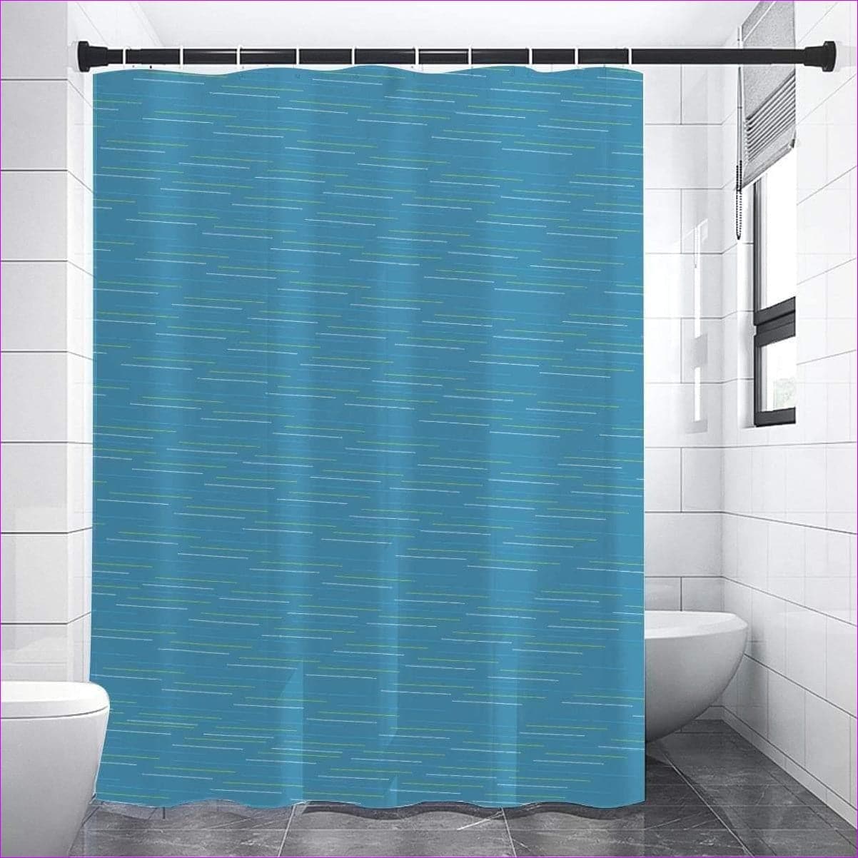 Blue - Linear Shower Curtains - shower curtain at TFC&H Co.