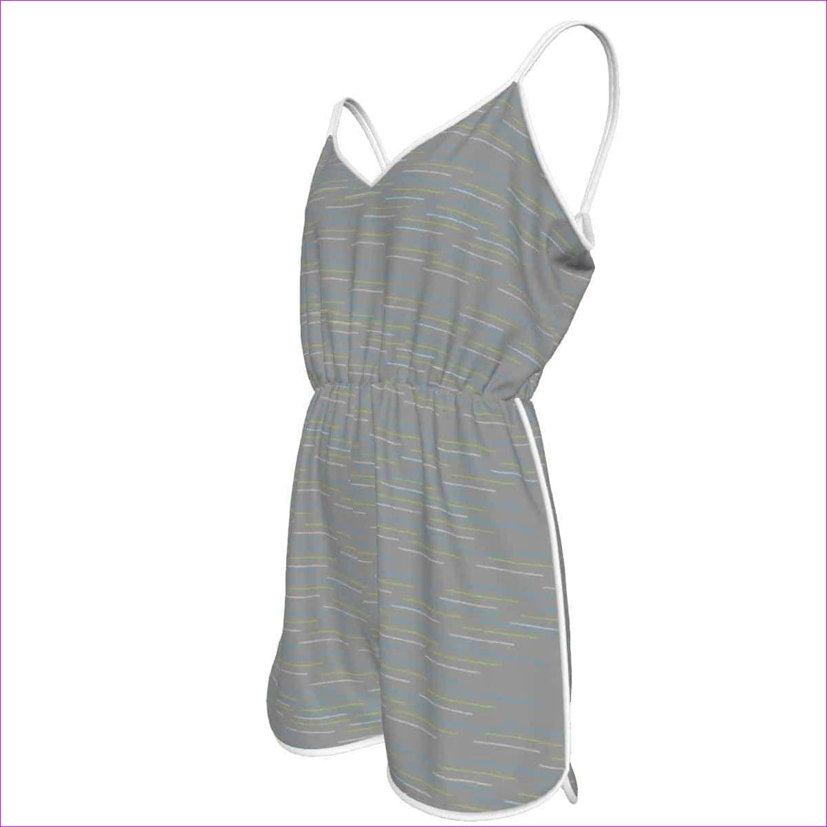 White Linear Womens Spaghetti Strap Romper - grey - women's romper at TFC&H Co.